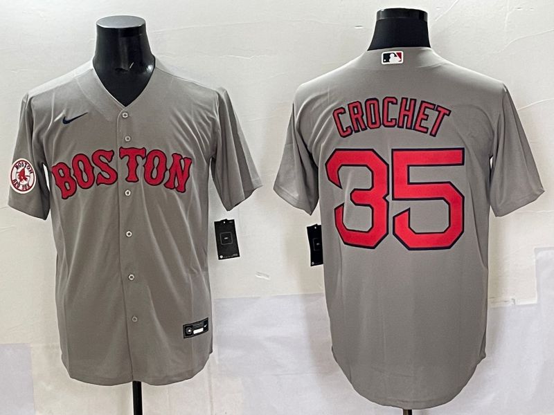 Men Boston Red Sox #35 Crochet Grey Game 2025 Nike MLB Jersey style 007